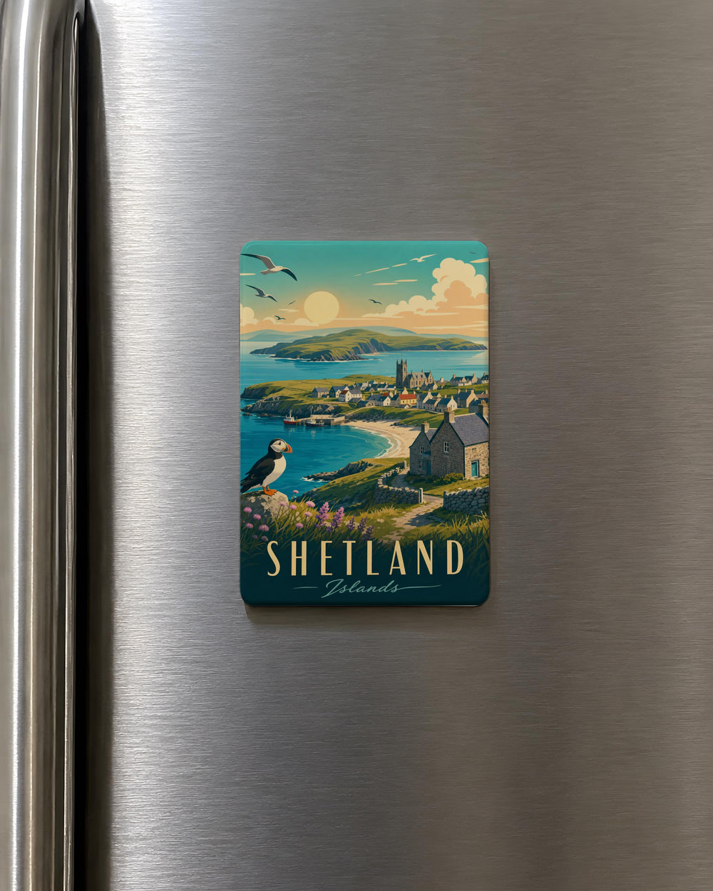 Shetland Islands Fridge Magnet, Scotland Travel Souvenir Magnet, Shetland Map Landmark Keepsake Gift