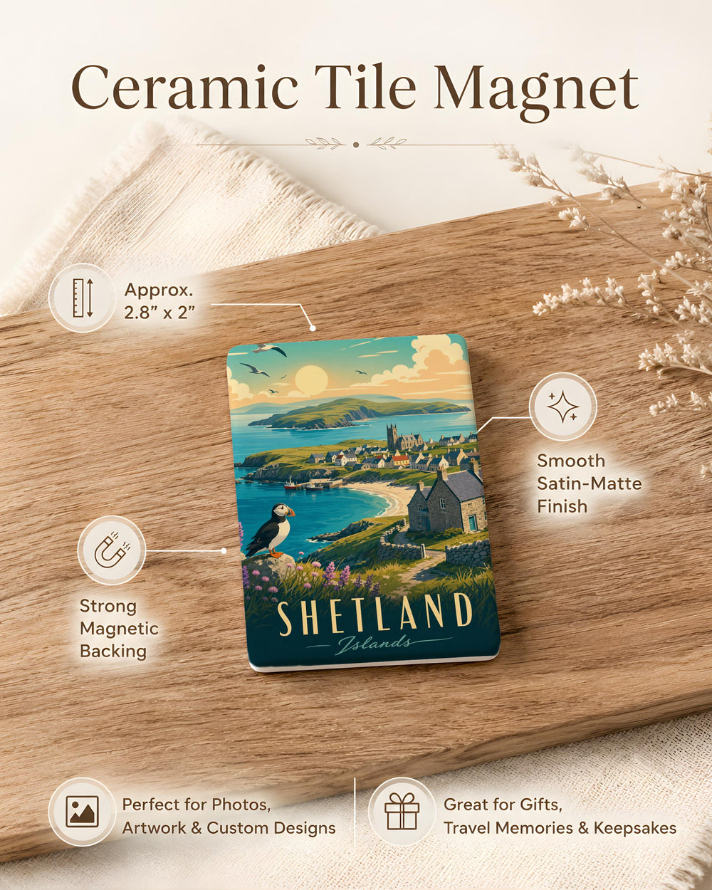 Shetland Islands Fridge Magnet, Scotland Travel Souvenir Magnet, Shetland Map Landmark Keepsake Gift