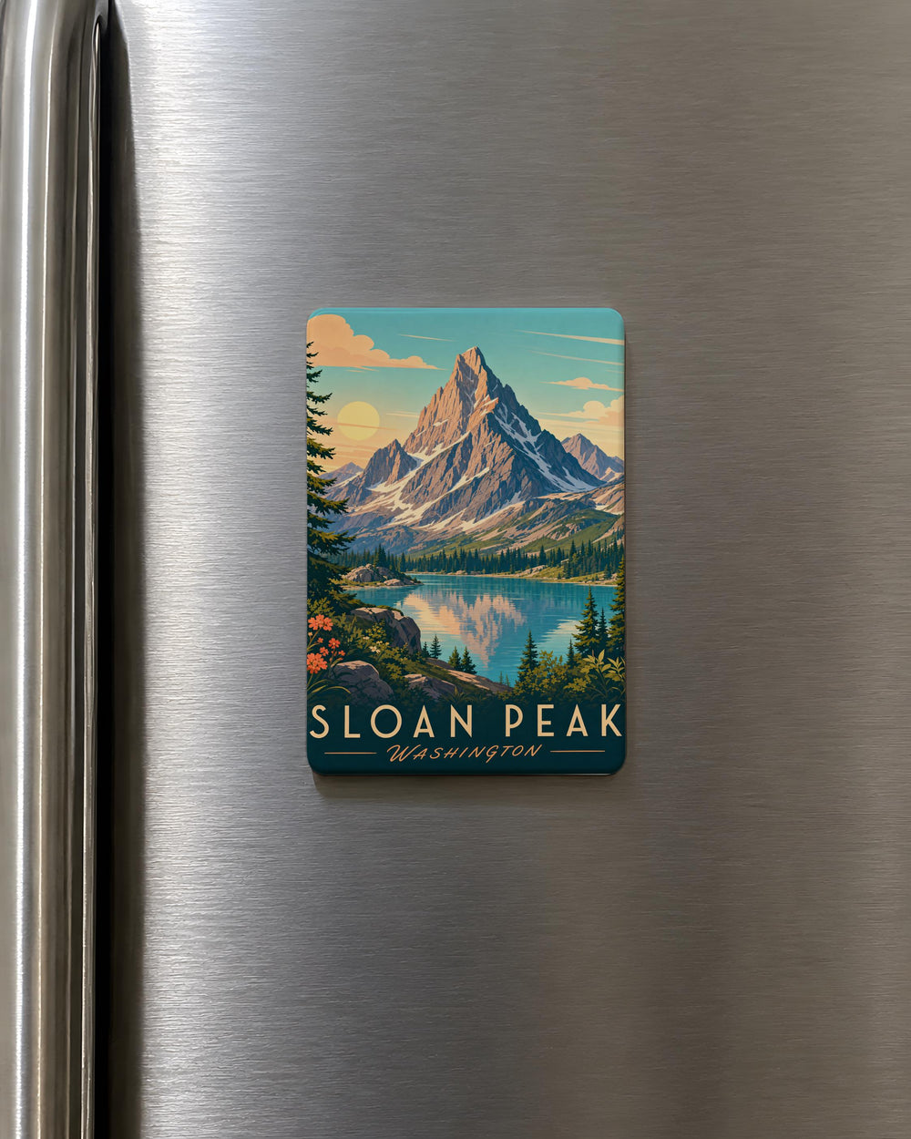 Sloan Peak Mountain Fridge Magnet, Washington Cascade Range Souvenir Magnet, Hiking and Nature Travel Keepsake Magnet