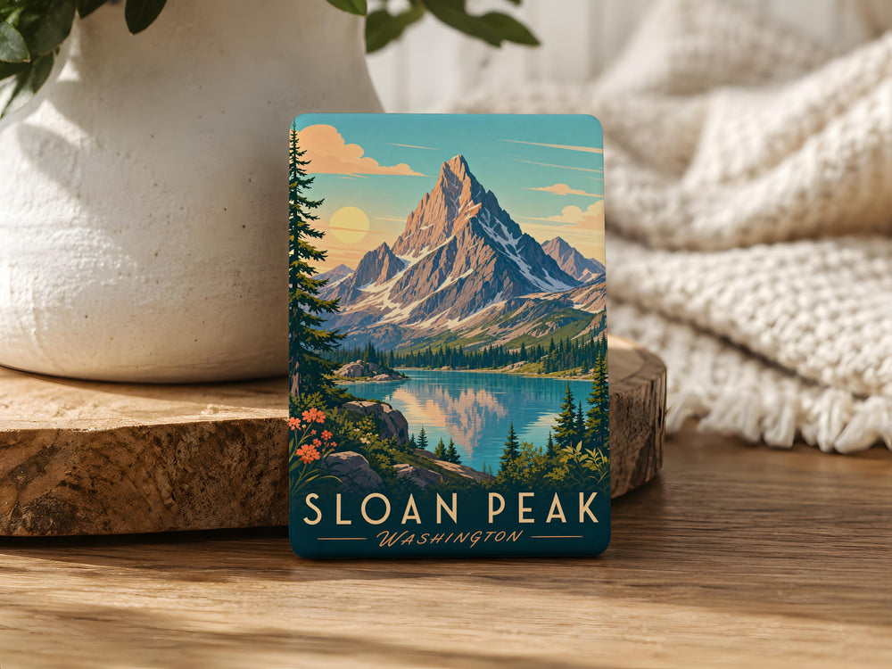 Sloan Peak Mountain Fridge Magnet, Washington Cascade Range Souvenir Magnet, Hiking and Nature Travel Keepsake Magnet