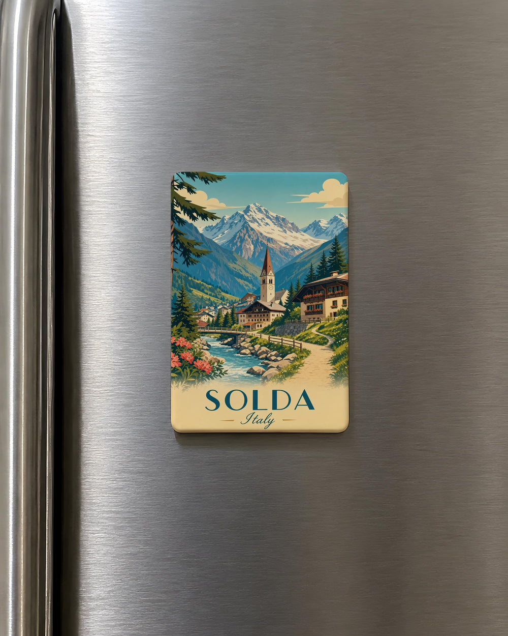 Solda Italy Fridge Magnet, Solda Village Souvenir Magnet, South Tyrol Travel Gift, Italian Alps Mountain Town Magnet