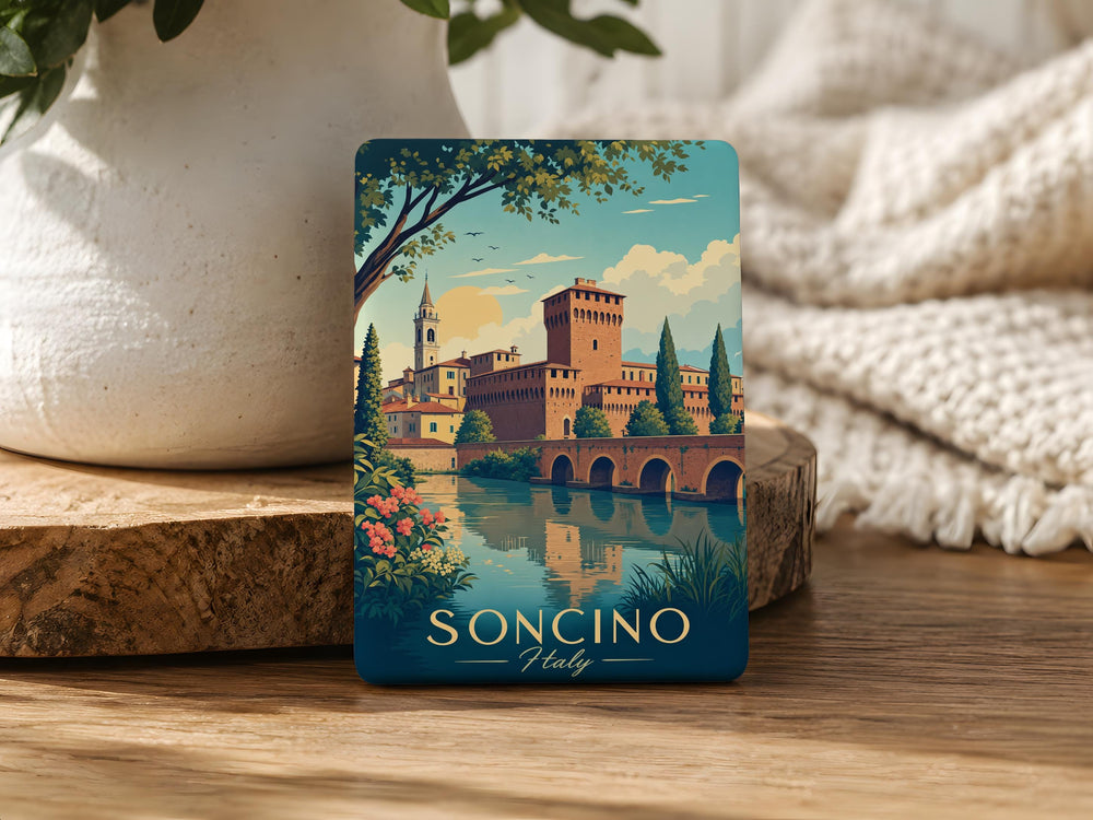 Soncino Italy Fridge Magnet, Soncino Travel Souvenir, Italian Town Landmark Magnet, Lombardy Italy Keepsake Magnet
