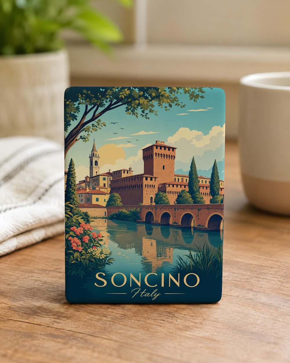 Soncino Italy Fridge Magnet, Soncino Travel Souvenir, Italian Town Landmark Magnet, Lombardy Italy Keepsake Magnet