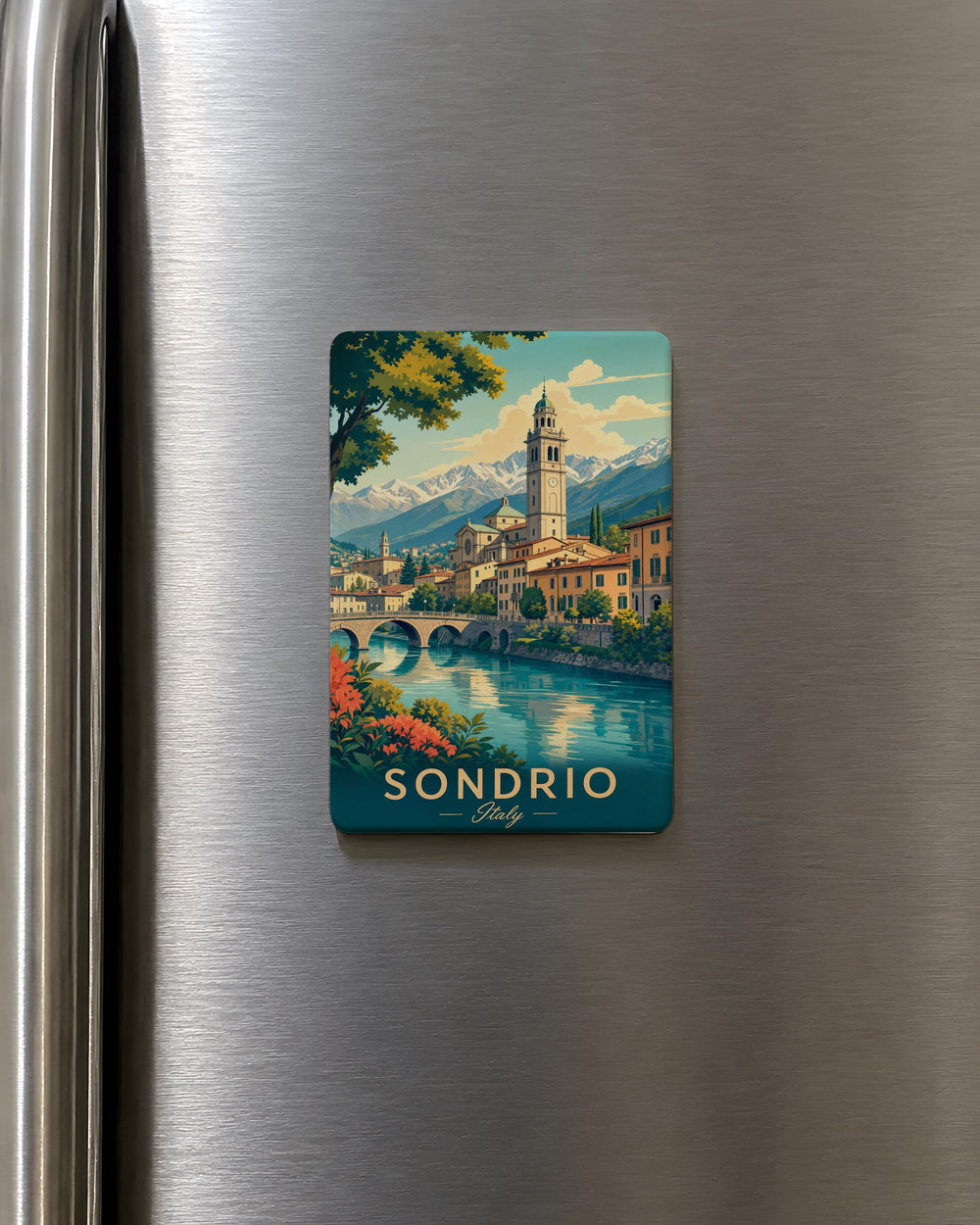 Sondrio Italy Fridge Magnet, Sondrio Souvenir Magnet, Lombardy Travel Gift, Italian Alps Mountain Town Keepsake Magnet