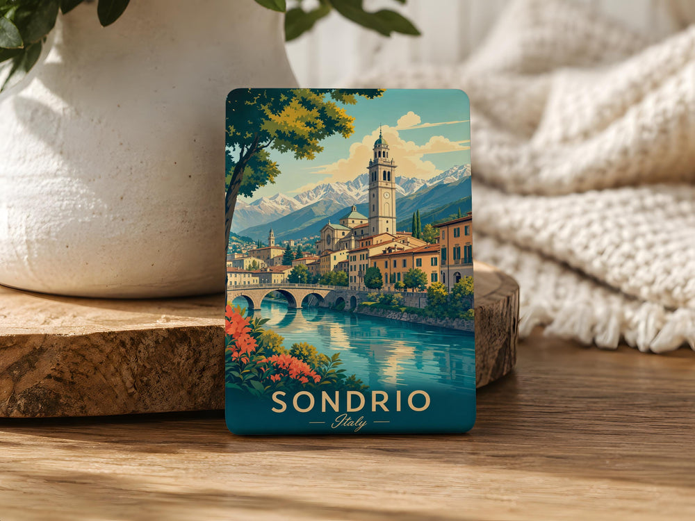 Sondrio Italy Fridge Magnet, Sondrio Souvenir Magnet, Lombardy Travel Gift, Italian Alps Mountain Town Keepsake Magnet