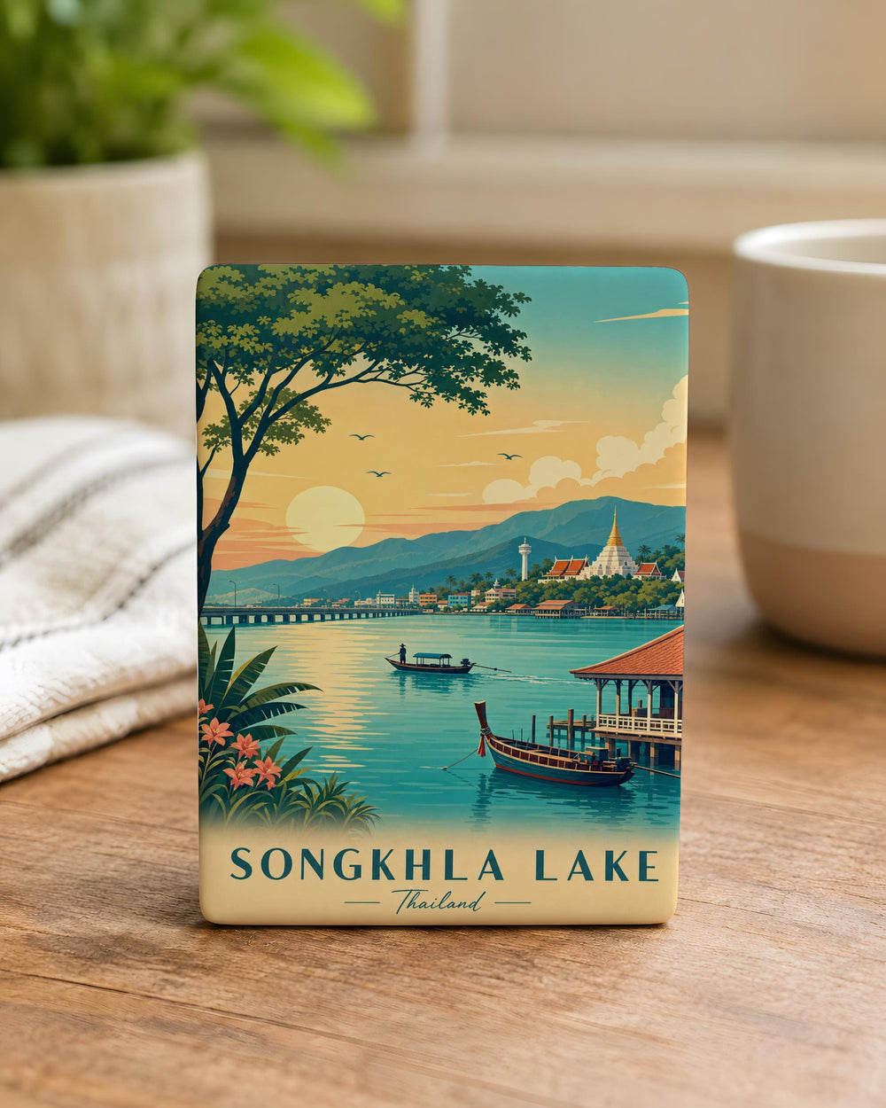 Songkhla Lake Fridge Magnet, Thailand Souvenir Magnet, Songkhla Travel Gift, Lake Landmark Keepsake Magnet