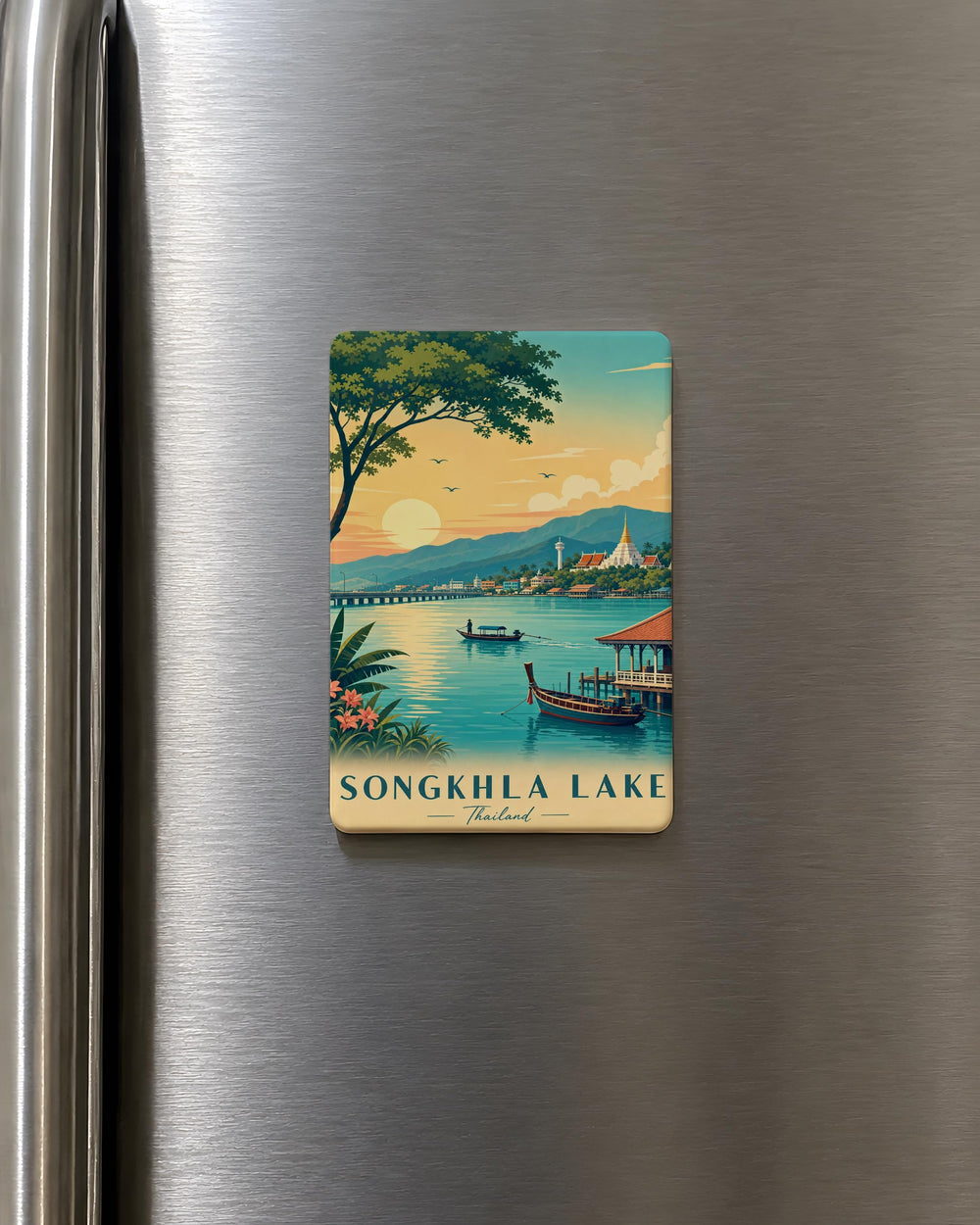 Songkhla Lake Fridge Magnet, Thailand Souvenir Magnet, Songkhla Travel Gift, Lake Landmark Keepsake Magnet