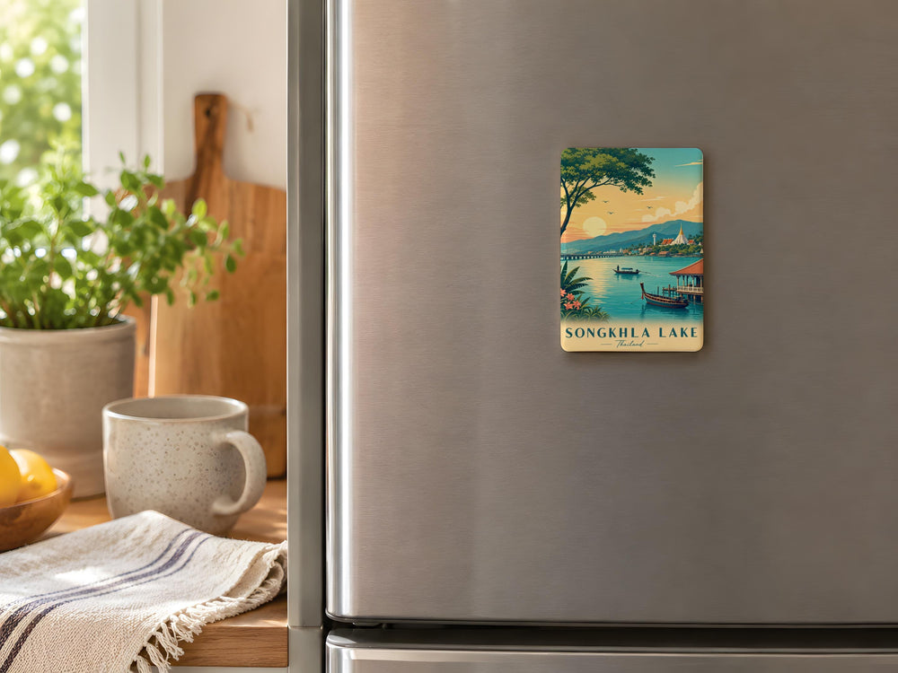Songkhla Lake Fridge Magnet, Thailand Souvenir Magnet, Songkhla Travel Gift, Lake Landmark Keepsake Magnet