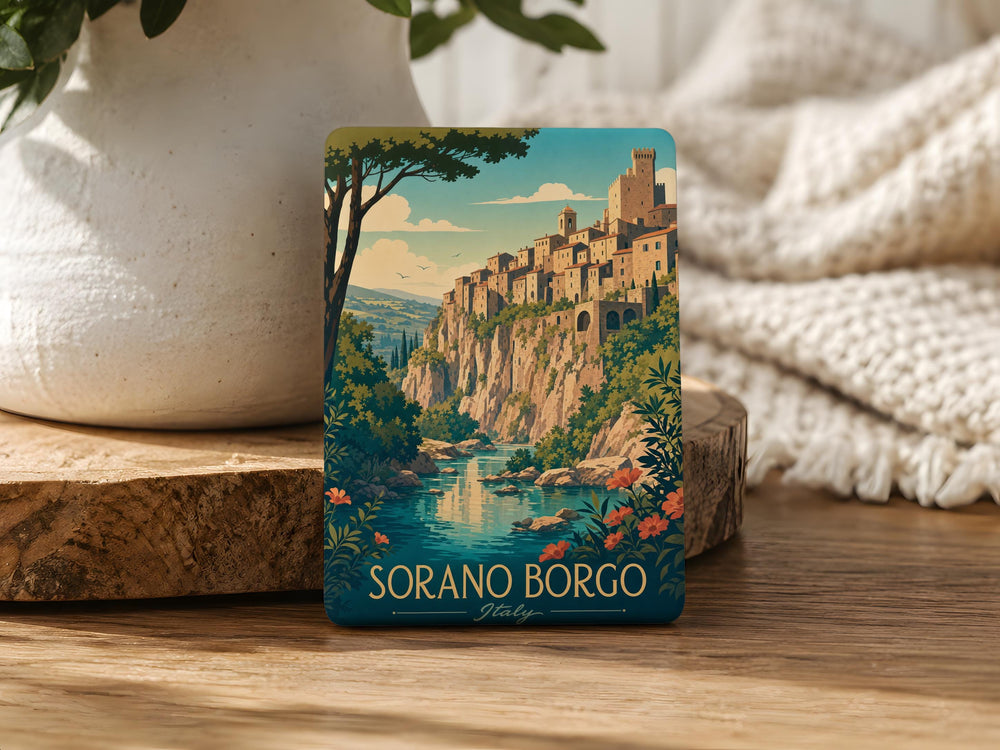 Sorano Borgo Fridge Magnet, Italian Hilltop Village Souvenir Magnet, Tuscany Medieval Town Travel Gift