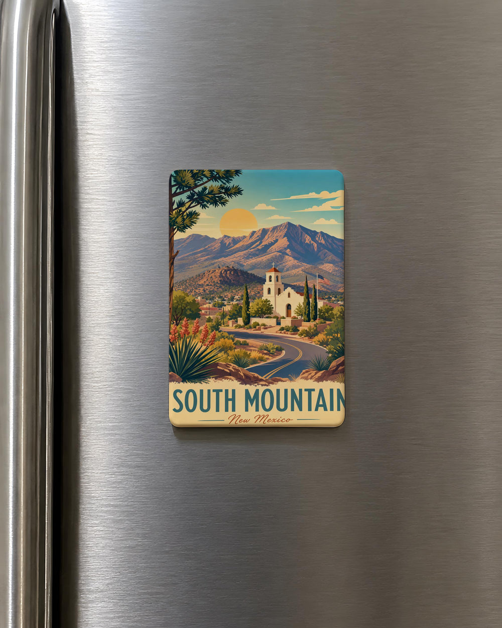 South Mountain NM Fridge Magnet, New Mexico Souvenir Magnet, South Mountain Landmark Keepsake, Southwest Travel Gift