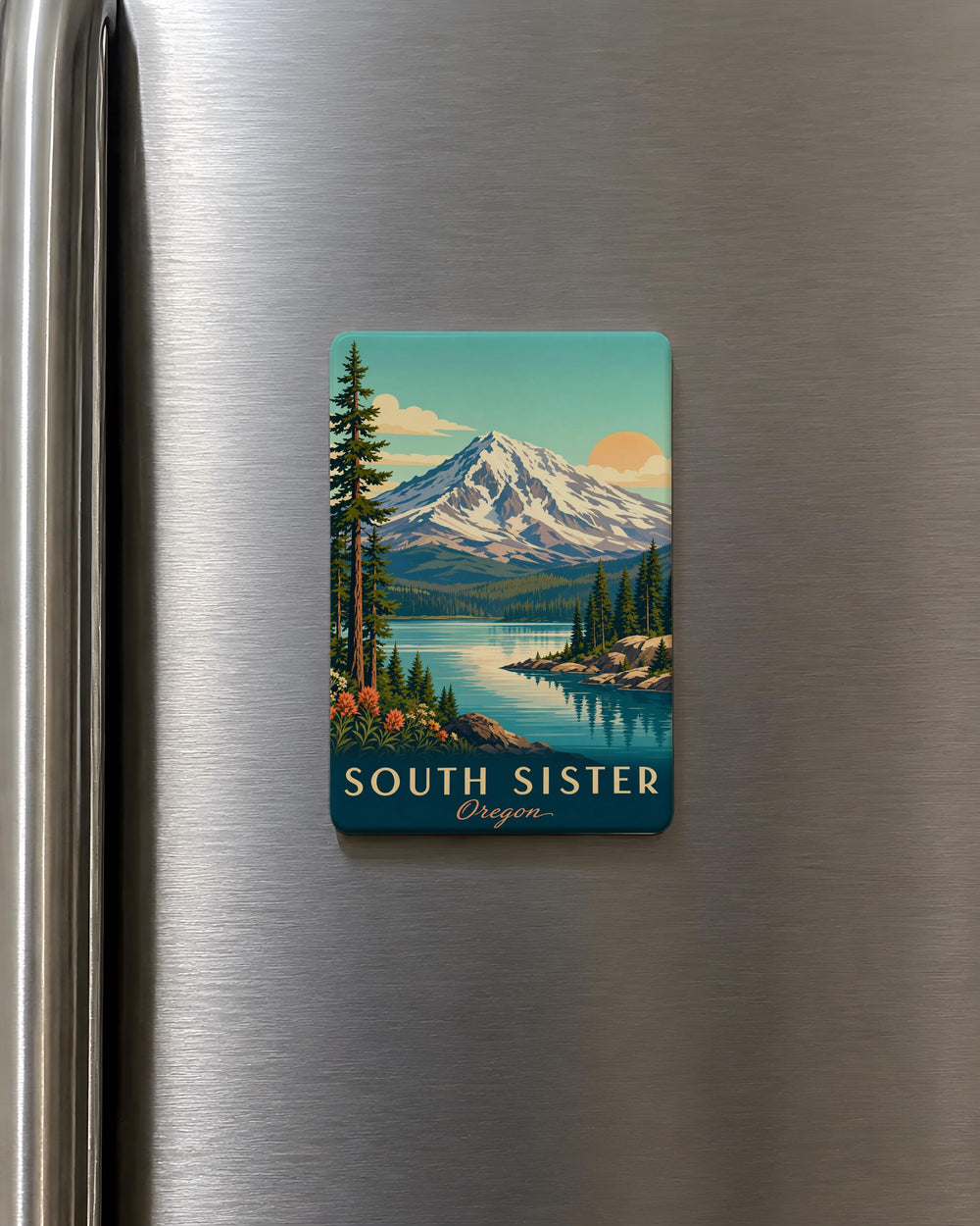 South Sister Mountain Fridge Magnet, Oregon Cascade Volcano Souvenir, Outdoor Hiking Adventure Kitchen Magnet