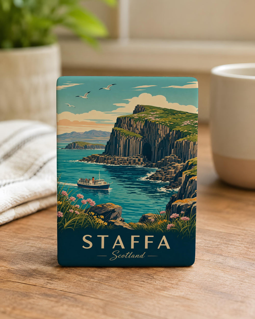 Staffa Scotland Fridge Magnet, Isle of Staffa Scottish Island Souvenir Magnet, Fingal’s Cave Scotland Travel Keepsake Magnet