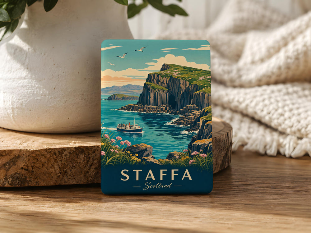 Staffa Scotland Fridge Magnet, Isle of Staffa Scottish Island Souvenir Magnet, Fingal’s Cave Scotland Travel Keepsake Magnet
