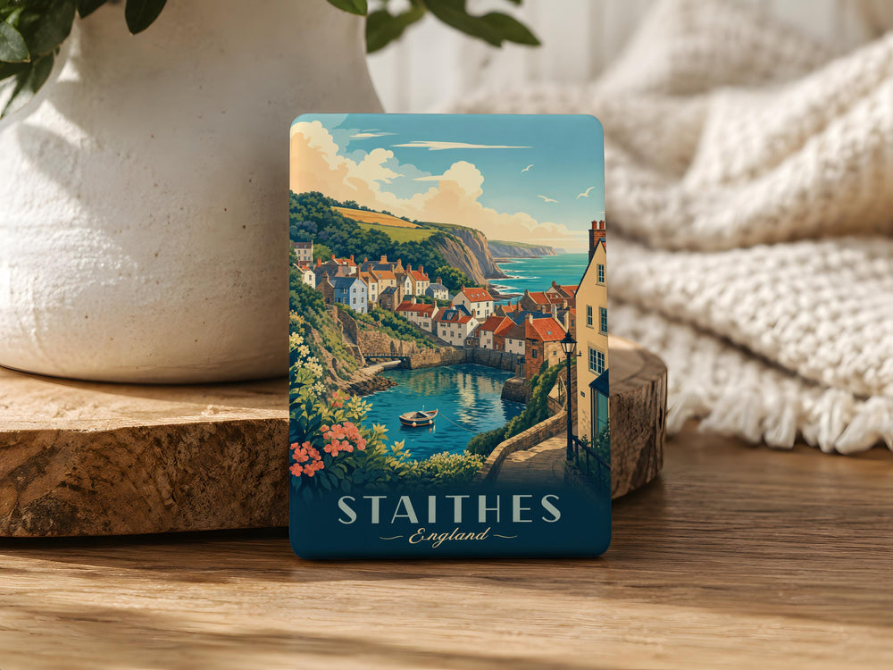 Staithes England Fridge Magnet, Staithes Village Souvenir Magnet, North Yorkshire Coastal Town Travel Keepsake Magnet