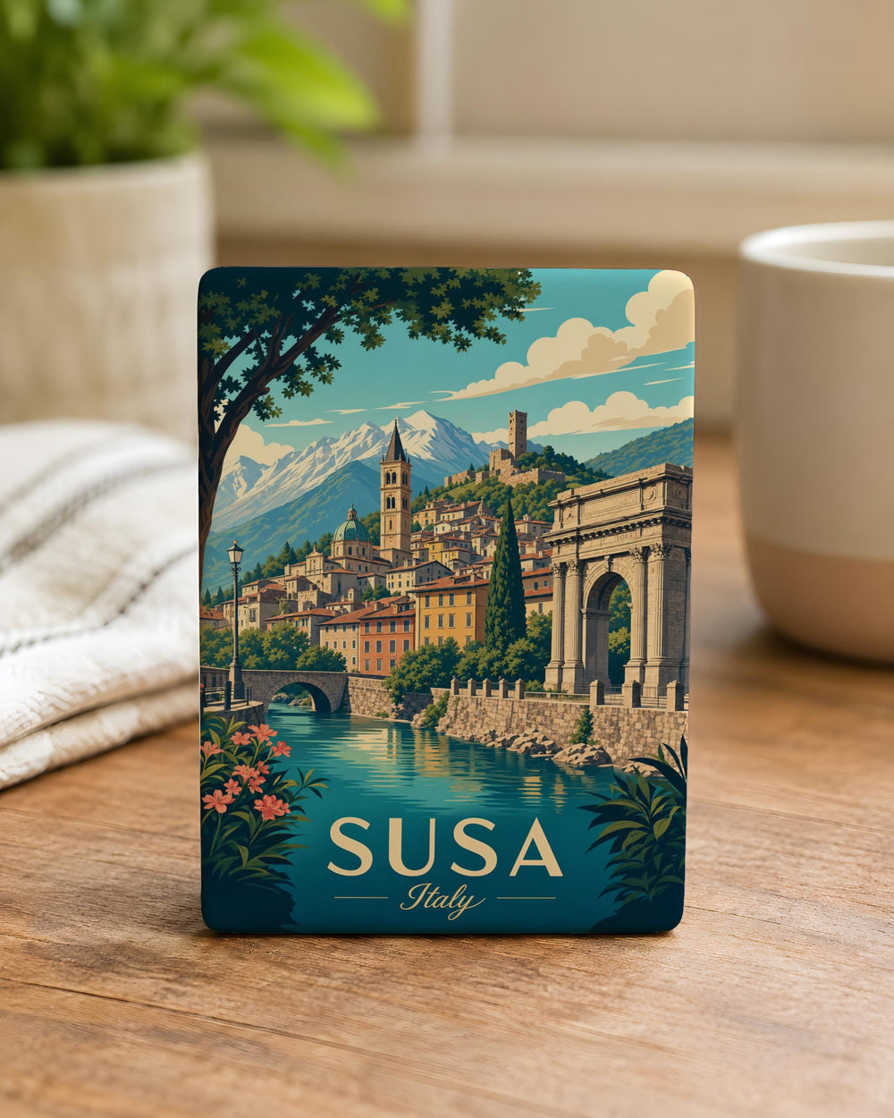 Susa Italy Fridge Magnet, Susa Travel Souvenir, Italian Alps Town Landmark Keepsake, Piemonte Italy Gift, Susa Valley Magnet