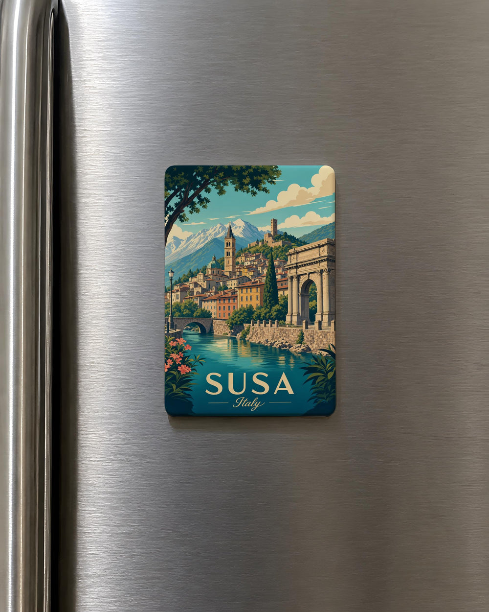 Susa Italy Fridge Magnet, Susa Travel Souvenir, Italian Alps Town Landmark Keepsake, Piemonte Italy Gift, Susa Valley Magnet