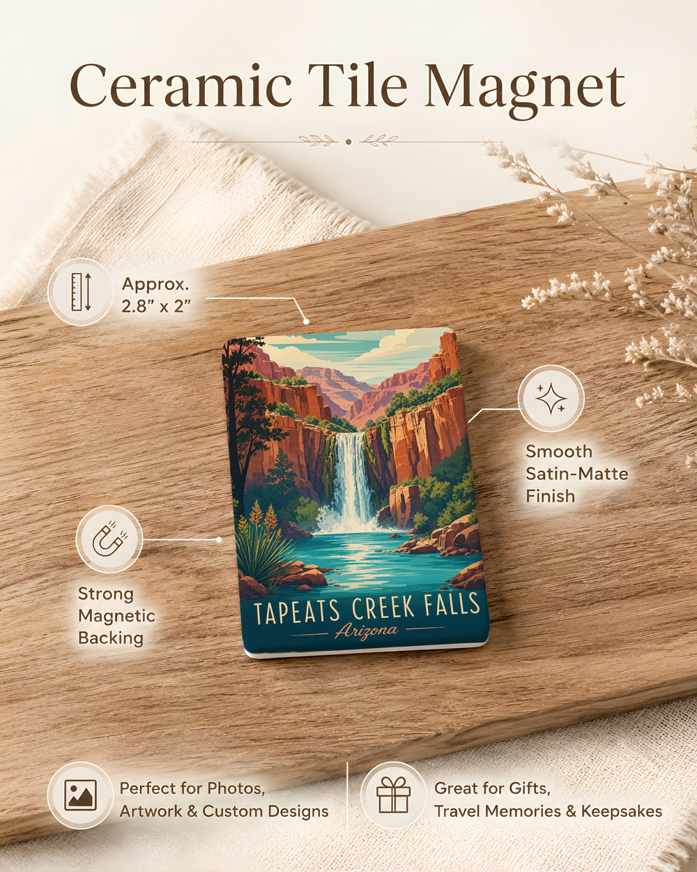 Tapeats Creek Falls Fridge Magnet, Grand Canyon Waterfall Souvenir, Arizona Canyon Travel Keepsake Magnet
