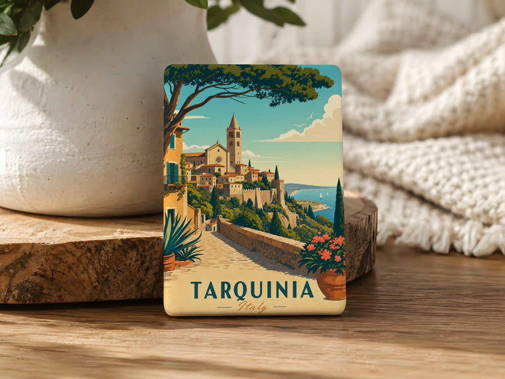 Tarquinia Italy Fridge Magnet, Tarquinia Travel Souvenir Magnet, Italy Vacation Keepsake, Tarquinia Landmark Magnet