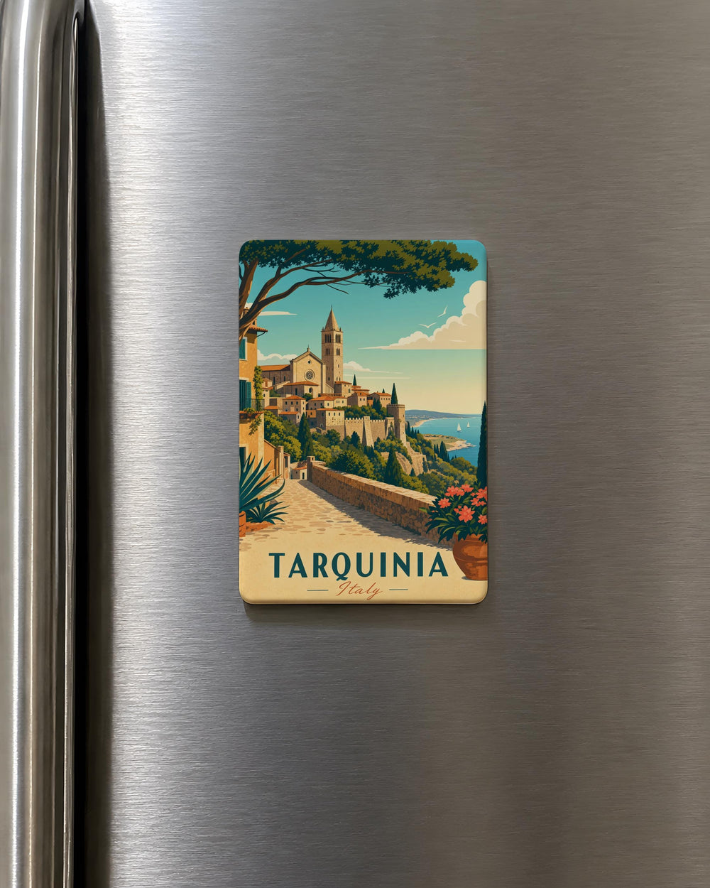 Tarquinia Italy Fridge Magnet, Tarquinia Travel Souvenir Magnet, Italy Vacation Keepsake, Tarquinia Landmark Magnet