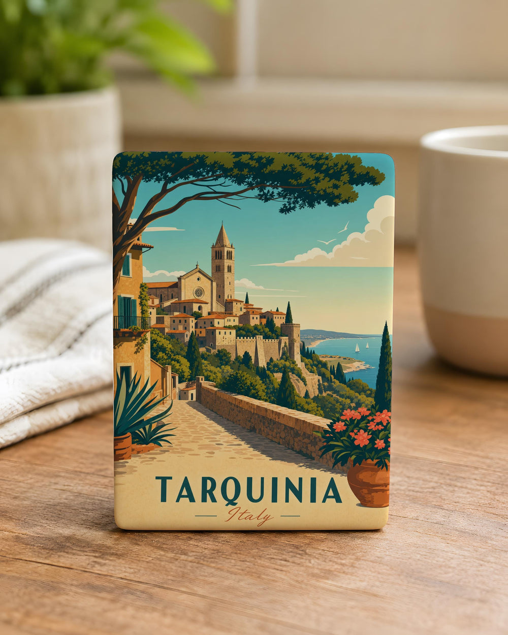 Tarquinia Italy Fridge Magnet, Tarquinia Travel Souvenir Magnet, Italy Vacation Keepsake, Tarquinia Landmark Magnet