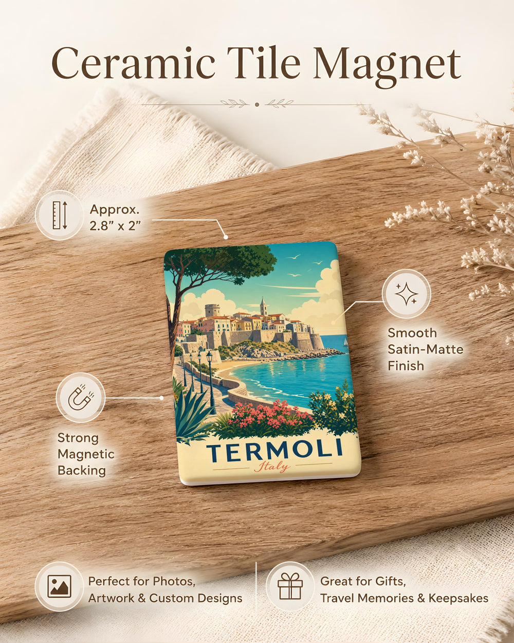 Termoli Italy Fridge Magnet, Termoli Travel Souvenir Magnet, Italian Coastal Town Gift, Termoli Landmark Keepsake Magnet