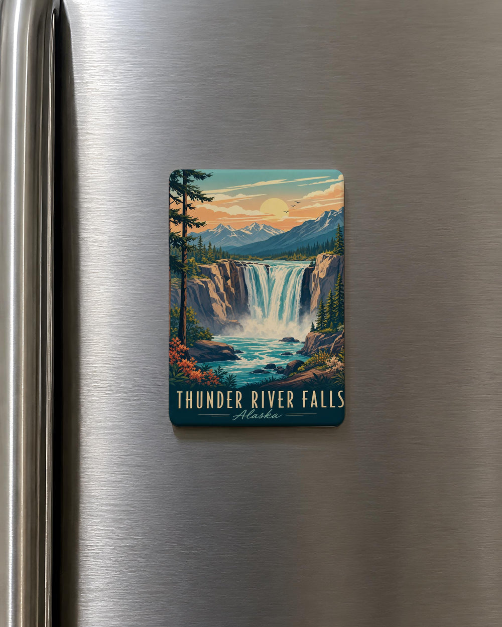 Thunder River Falls Fridge Magnet, Waterfall River Canyon Nature Souvenir Magnet, Scenic Rapids Travel Keepsake Magnet