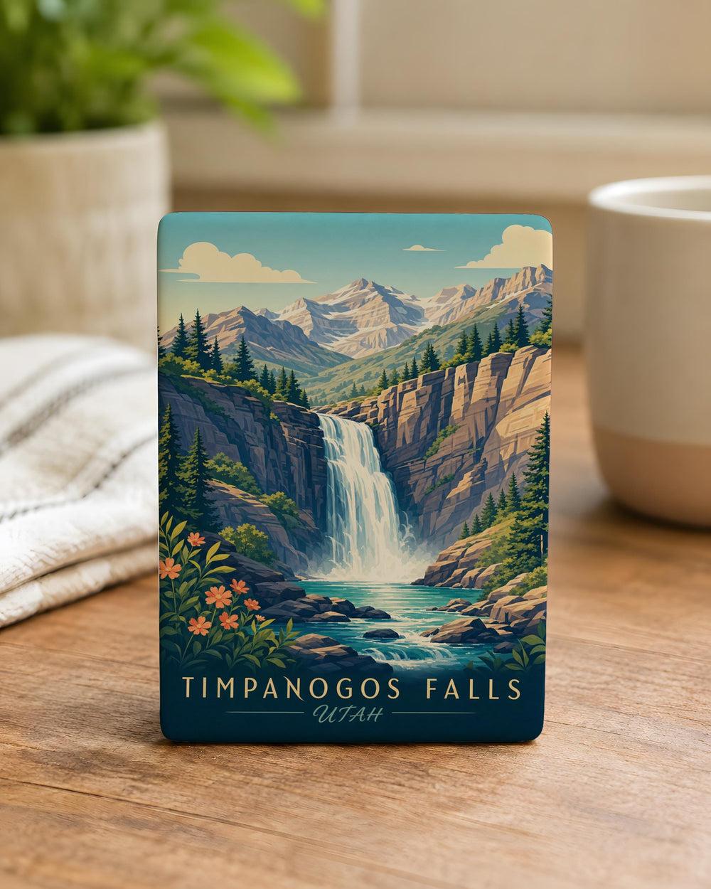 Timpanogos Falls Fridge Magnet, Utah Waterfall Souvenir, Mount Timpanogos Hiking Gift, Nature Travel Keepsake