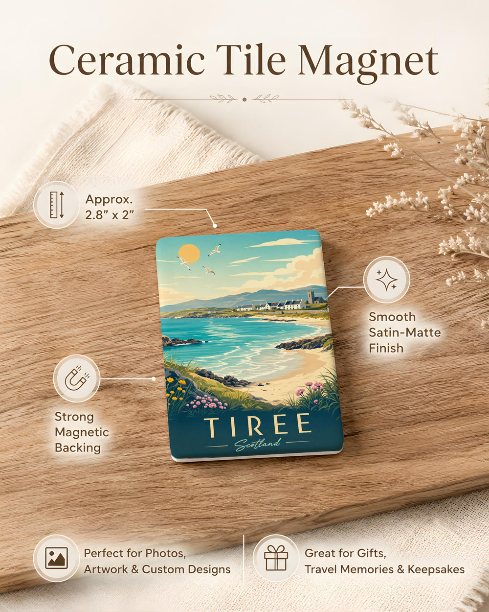 Tiree Scotland Fridge Magnet, Isle of Tiree Souvenir Magnet, Scottish Island Travel Keepsake, Hebrides Refrigerator Magnet