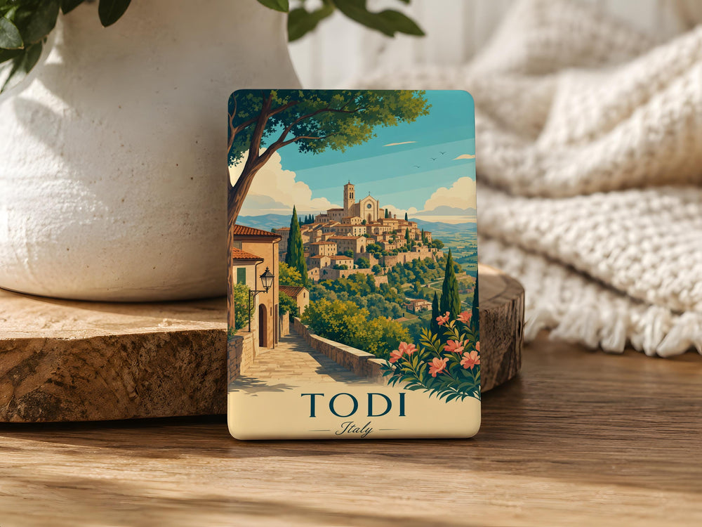 Todi Italy Fridge Magnet, Todi Umbria Travel Souvenir Magnet, Italian Hill Town Landmark Keepsake Magnet