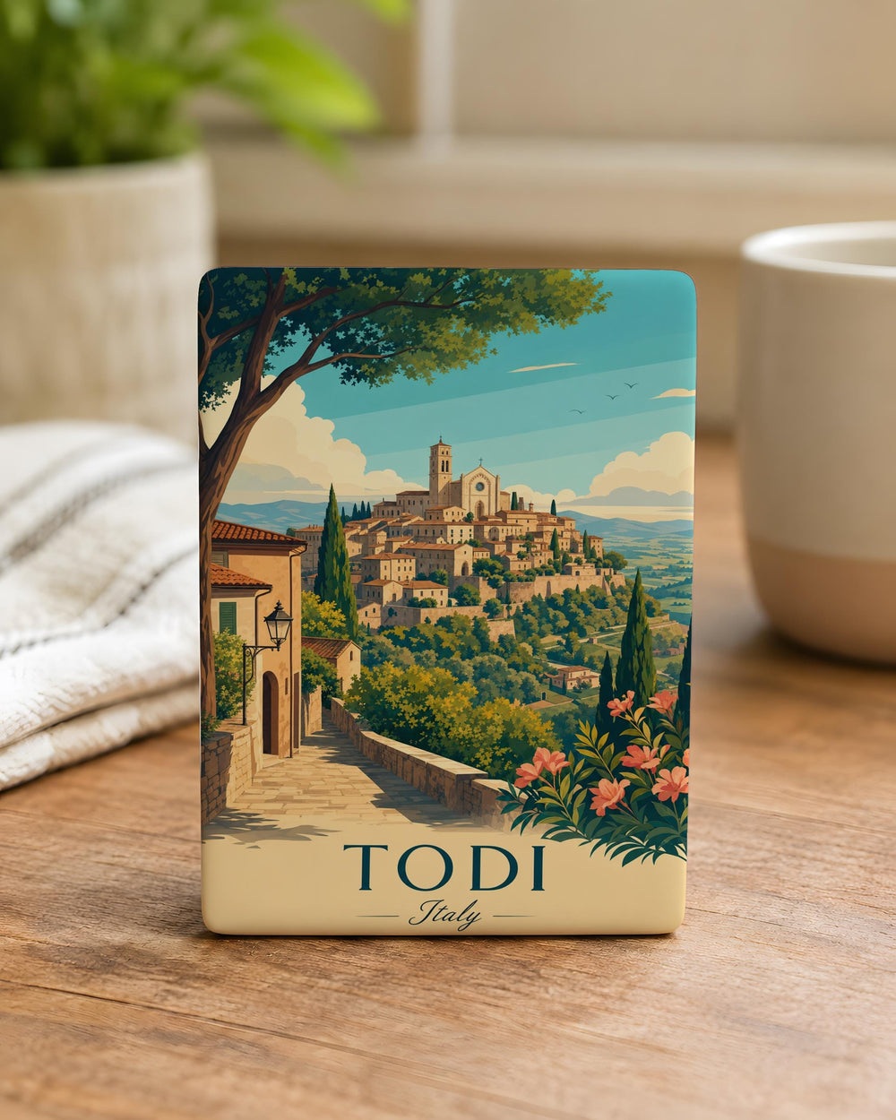 Todi Italy Fridge Magnet, Todi Umbria Travel Souvenir Magnet, Italian Hill Town Landmark Keepsake Magnet
