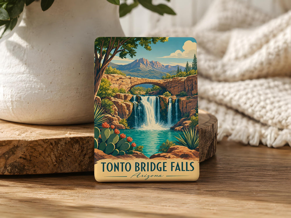 Tonto Bridge Falls Fridge Magnet, Arizona Waterfall Canyon Landmark Souvenir Magnet, Nature Travel Keepsake Gift