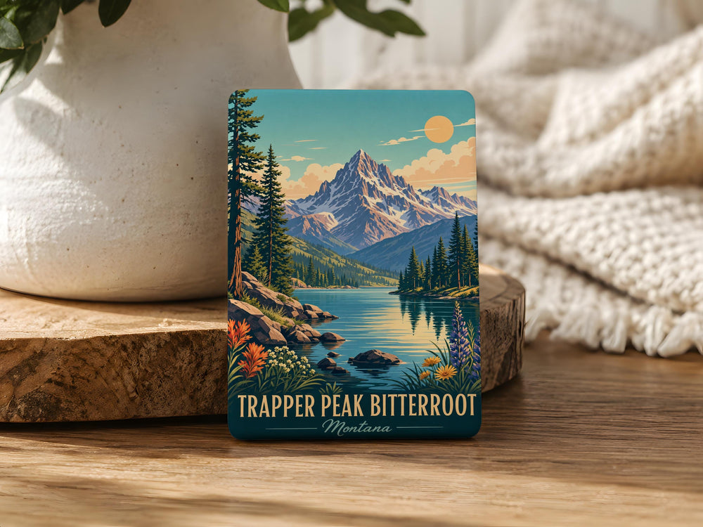 Trapper Peak Bitterroot Mountains Fridge Magnet, Montana Mountain Peak Souvenir Magnet, Bitterroot Range Travel Keepsake