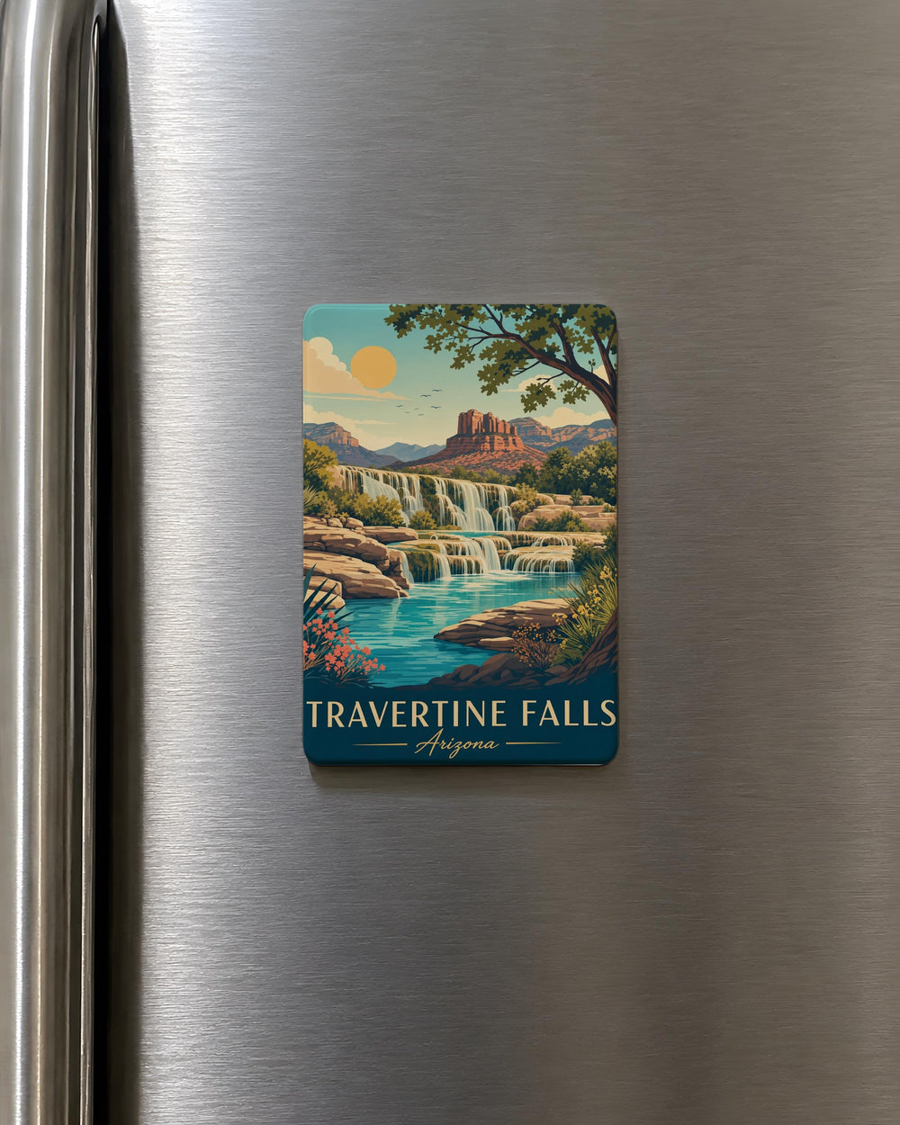 Travertine Falls Arizona Fridge Magnet, Waterfall Canyon Travel Souvenir Magnet, Arizona Nature Landmark Magnet