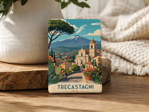 Trecastagni Italy Fridge Magnet, Sicily Travel Souvenir, Mount Etna Town Landmark Keepsake Magnet