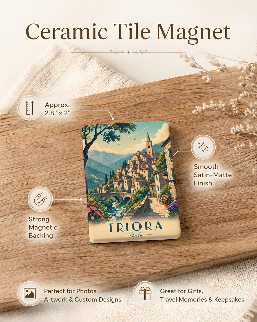 Triora Italy Fridge Magnet, Triora Village Souvenir Magnet, Italian Travel Keepsake, Liguria Italy Landmark Magnet