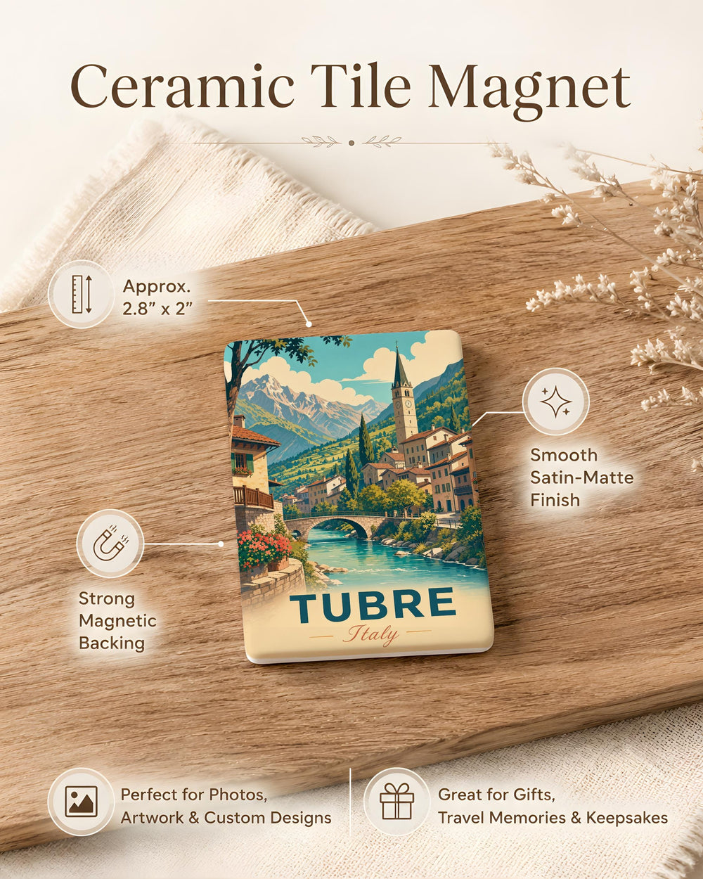Tubre Italy Fridge Magnet, Tubre Village Souvenir Magnet, Italian Alps Travel Gift, South Tyrol Italy Keepsake Magnet