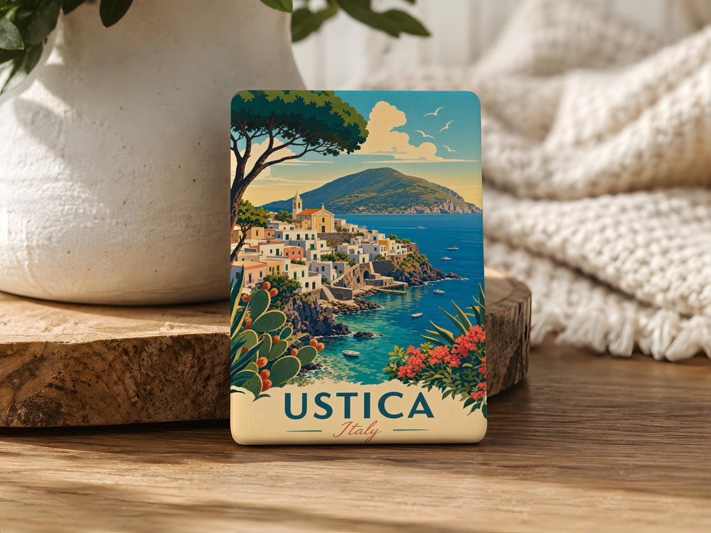 Ustica Italy Fridge Magnet, Ustica Island Sicily Souvenir Magnet, Italian Travel Landmark Keepsake, Mediterranean Island Gift