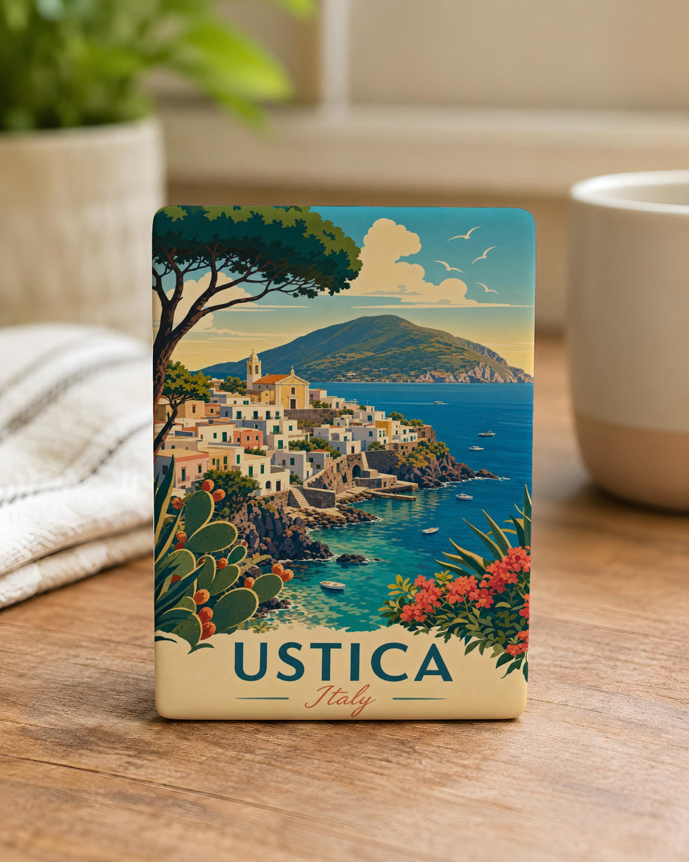 Ustica Italy Fridge Magnet, Ustica Island Sicily Souvenir Magnet, Italian Travel Landmark Keepsake, Mediterranean Island Gift