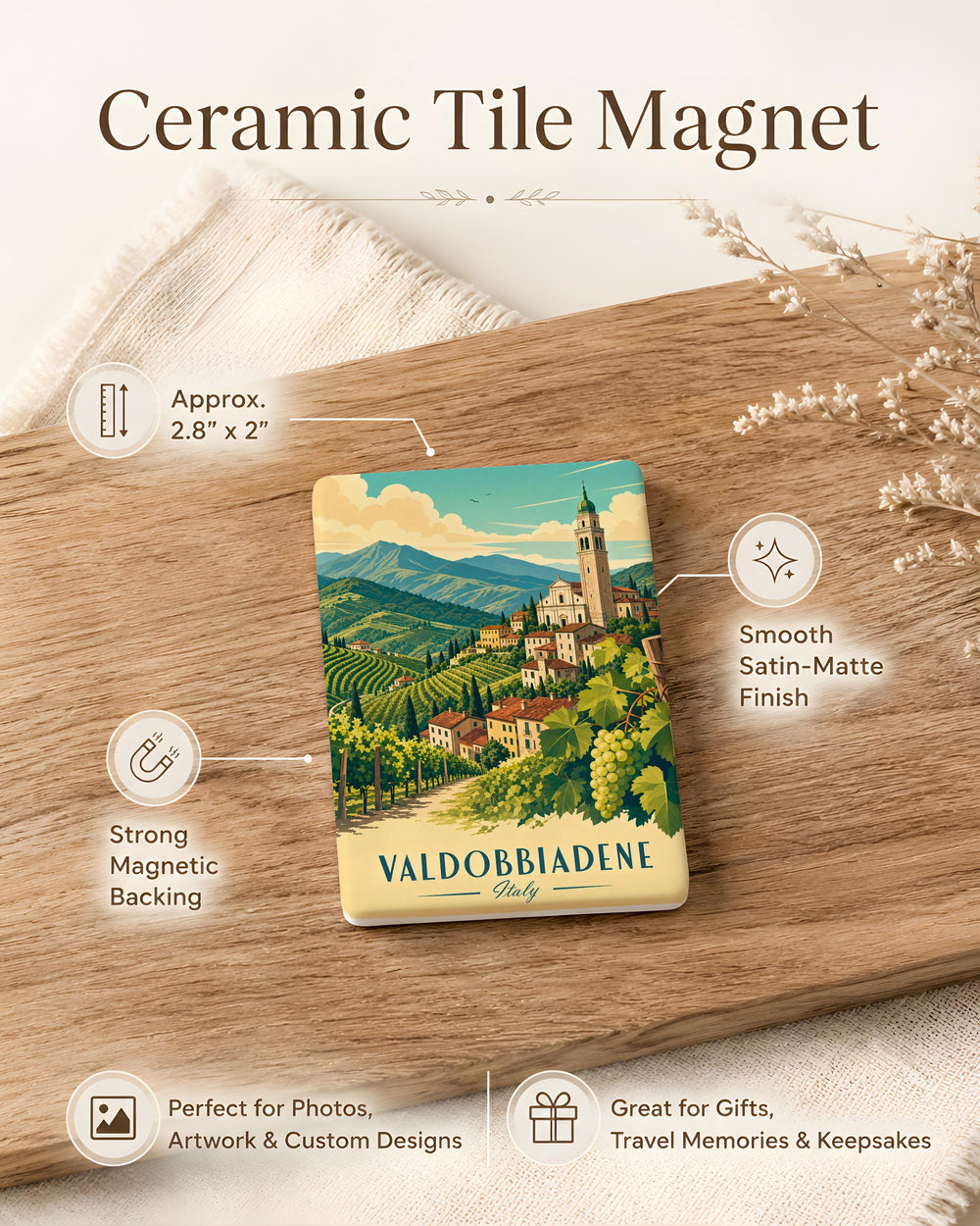 Valdobbiadene Italy Fridge Magnet, Valdobbiadene Souvenir Magnet, Italian Town Travel Keepsake Magnet