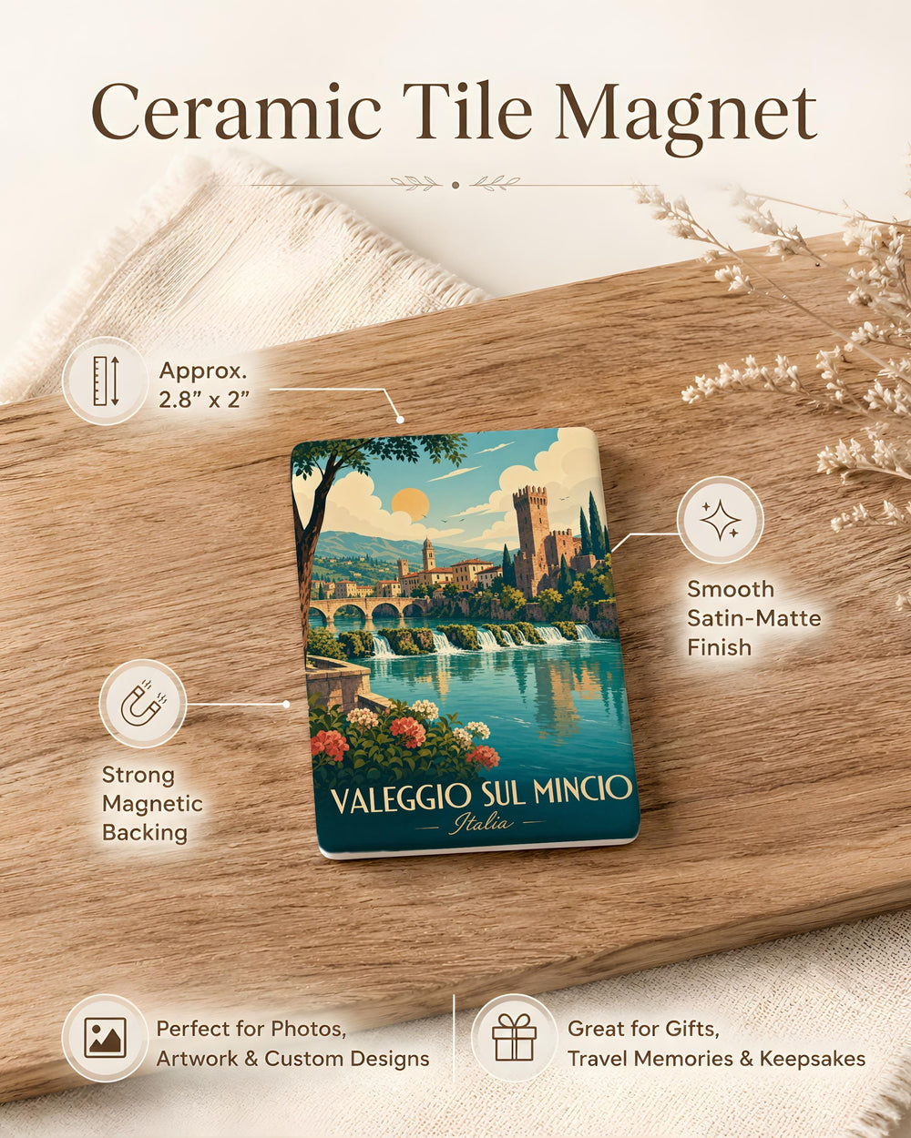 Valeggio sul Mincio Italy Fridge Magnet, Valeggio sul Mincio Souvenir Magnet, Italian Travel Gift, Lake Garda Day Trip Keepsake