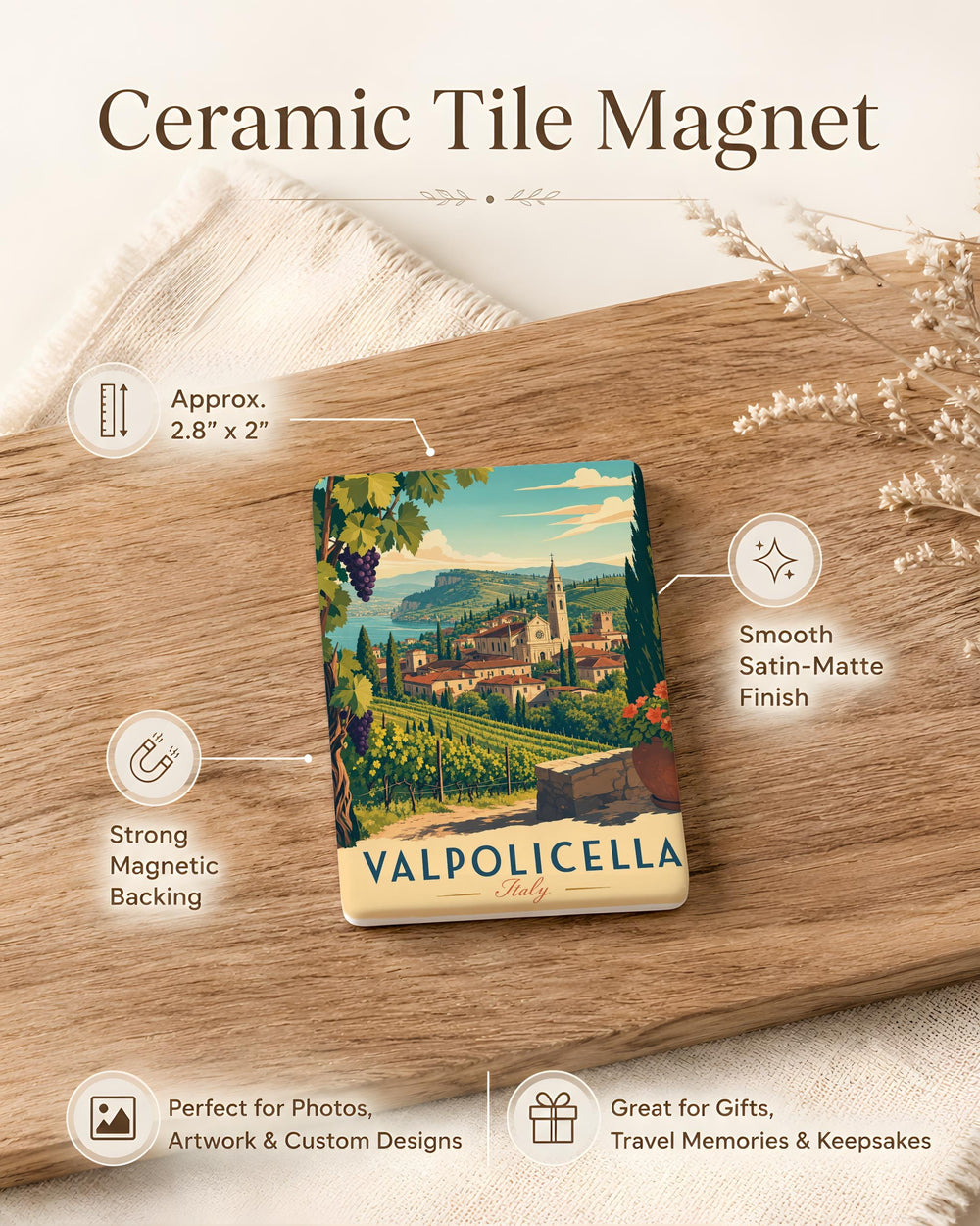 Valpolicella Italy Fridge Magnet, Valpolicella Travel Souvenir Magnet, Italian Wine Region Kitchen Magnet, Italy Gift