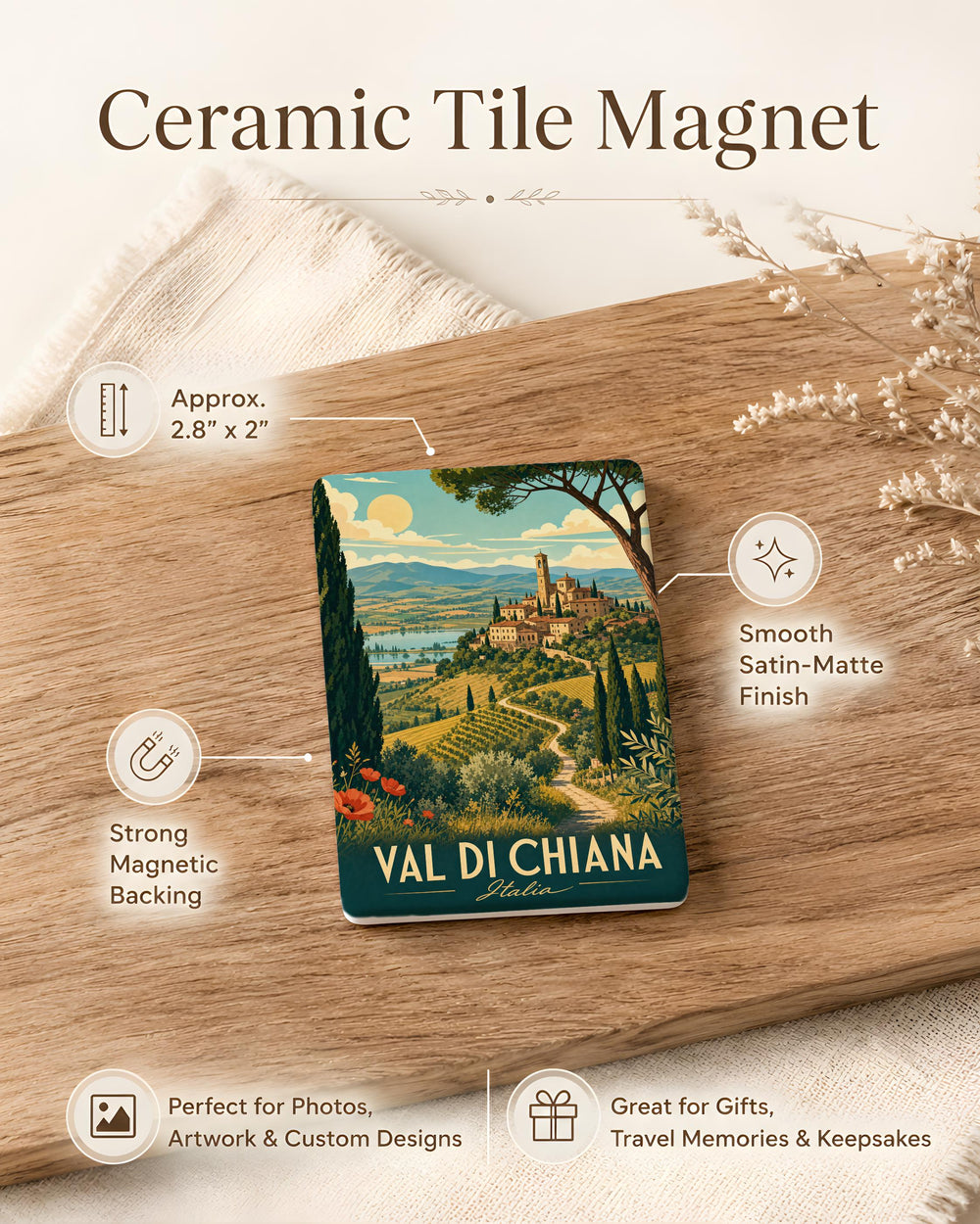 Val di Chiana Fridge Magnet, Tuscany Italy Travel Souvenir Magnet, Valdichiana Landscape Keepsake, Italian Countryside Gift