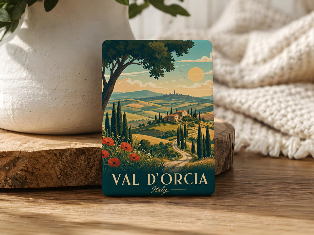Val d’Orcia Italy Fridge Magnet, Tuscan Countryside Landscape Souvenir, Travel Gift, Val d’Orcia Keepsake Magnet