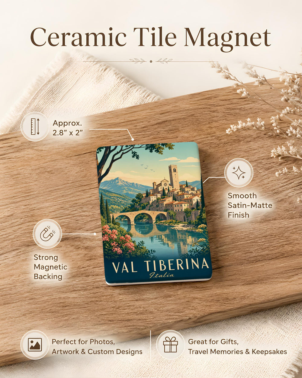 Val Tiberina Fridge Magnet, Tuscany Italy Valley Souvenir Magnet, Italian Countryside Travel Gift, Val Tiberina Keepsake Magnet