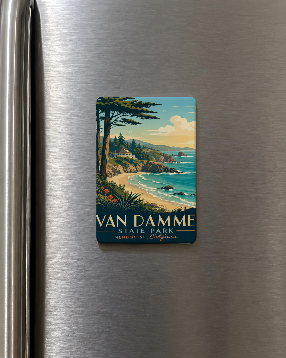Van Damme State Park Fridge Magnet, California State Park Souvenir, Mendocino Coast Travel Keepsake Magnet