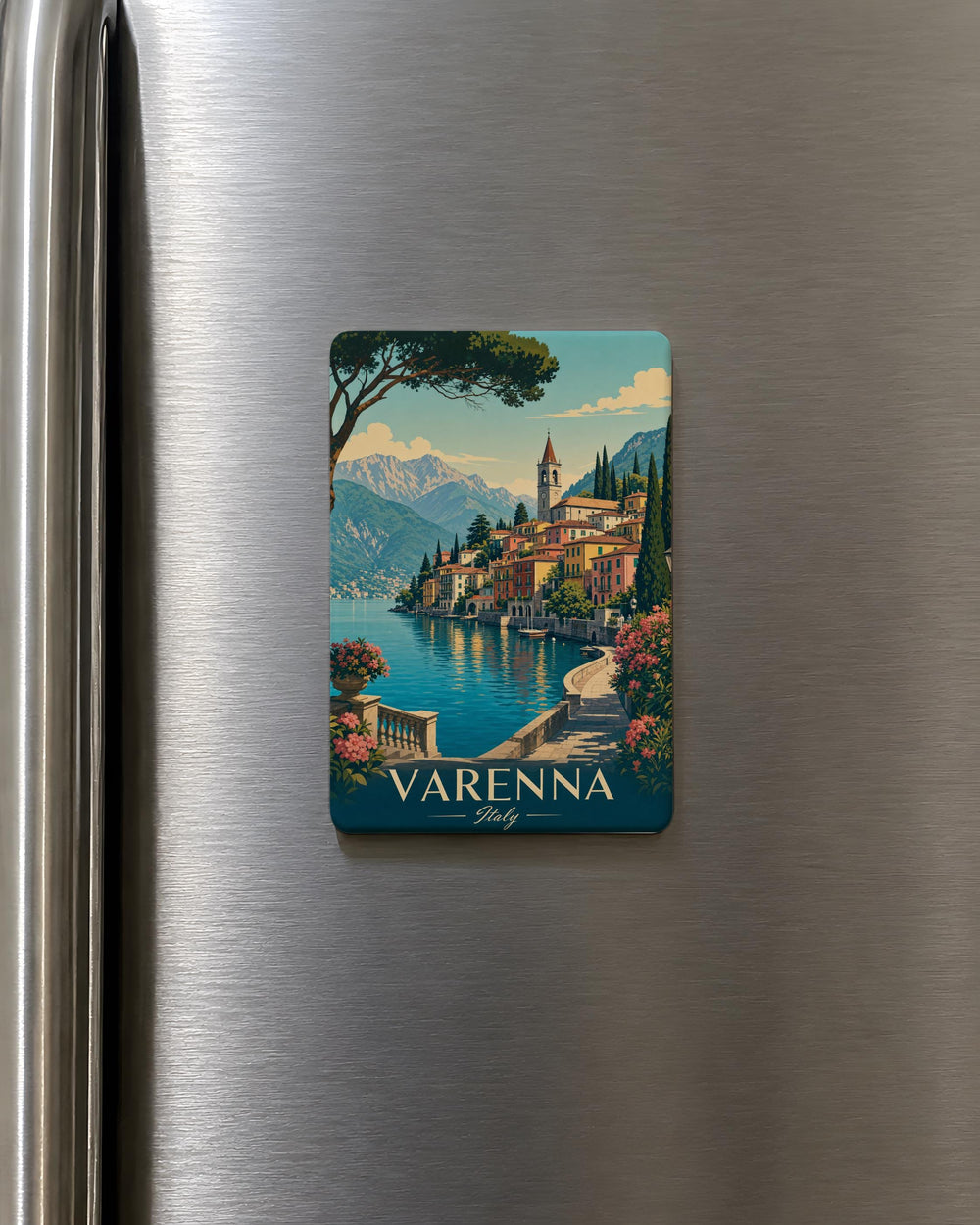 Varenna Town Fridge Magnet, Lake Como Italy Village Travel Souvenir, Italian Lakeside Street Scene Magnet