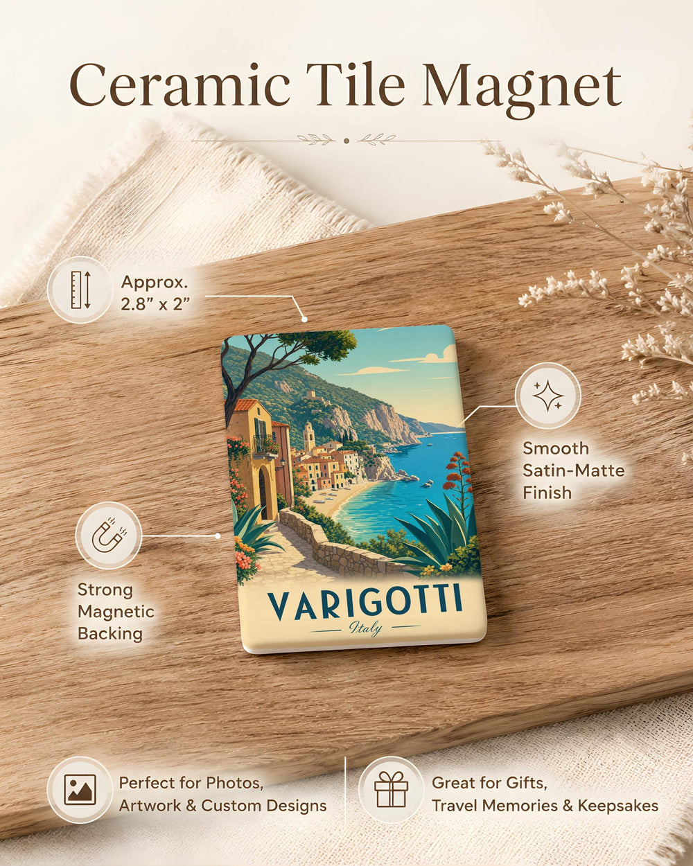 Varigotti Italy Fridge Magnet, Varigotti Village Souvenir Magnet, Italian Riviera Travel Gift, Liguria Coast Magnet