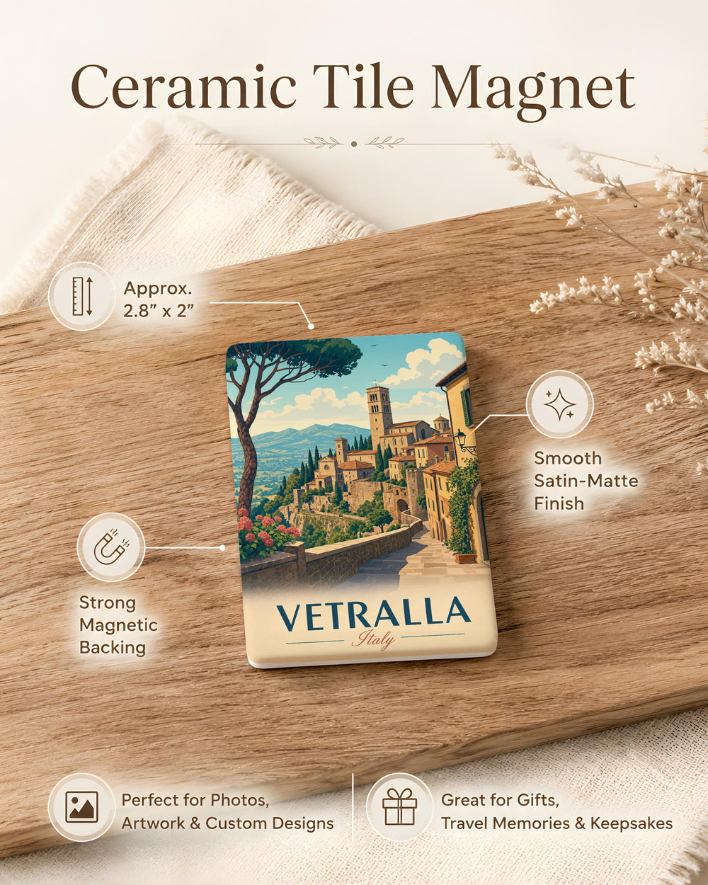 Vetralla Italy Fridge Magnet, Vetralla Souvenir Magnet, Lazio Italy Travel Gift, Italian Town Landmark Magnet, Italy Vacation Keepsake