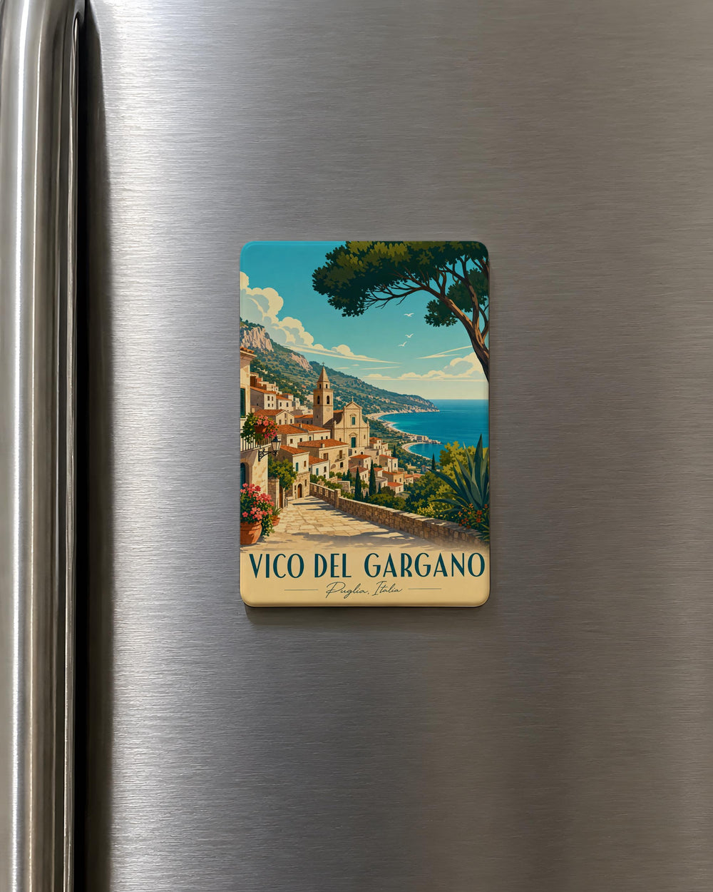 Vico del Gargano Italy Fridge Magnet, Puglia Travel Souvenir Magnet, Italian Village Keepsake Magnet