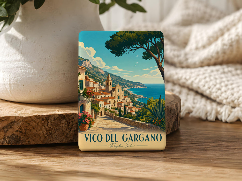 Vico del Gargano Italy Fridge Magnet, Puglia Travel Souvenir Magnet, Italian Village Keepsake Magnet